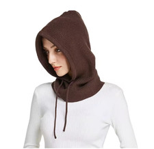 Cashmere Knitted Hooded Hat Women Winter Neck Cover Balaclava Skullies Beanies