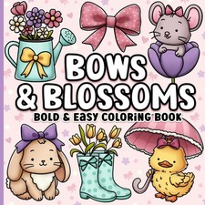 Auffälliges und einfaches Malbuch: Einfacher großer Druck Schleifen, Blüten & Blumen für...