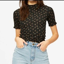 Top floral manga corta cuello falso Billabong Little Things para mujer talla PEQUEÑA NUEVO CON ETIQUETAS