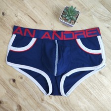 Andrew Christian Sexy Ropa Interior Show-It Retro Pop Bolsillo Boxer, Azul Marino, Pequeño