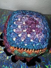 Crocheted Bucket Hat Multi Color Granny Square Handmade