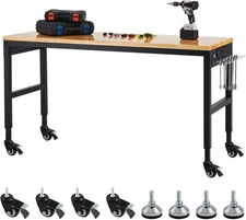 72" Workbench w/Power Outlet Heavy-Duty 2000Lbs Capacity Adjustable Height
