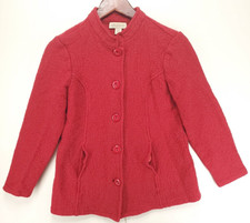 APPLESEED'S Wool Button Up Cardigan Sweater Jacket Womens M Red Classic Retro