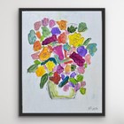 ARivers Modern Art Cheerful Floral Bouquet Painting 14x11 Signed Canvas Original