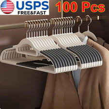 100 Pack Plastic Hangers Non Slip for Clothes Coat Heavy Duty 360  Swivel Hook
