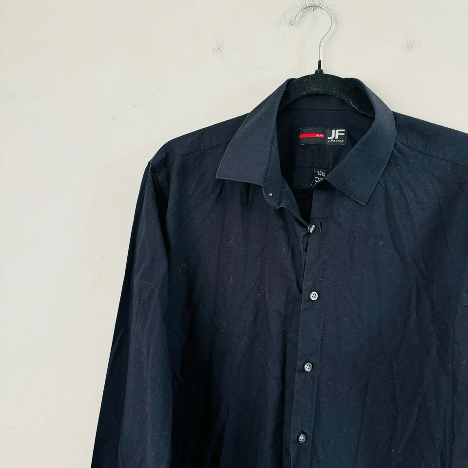 J Ferrar Black Long Sleeve Button Up Short Slim Fit Men’s Size L - Image 2 of 4