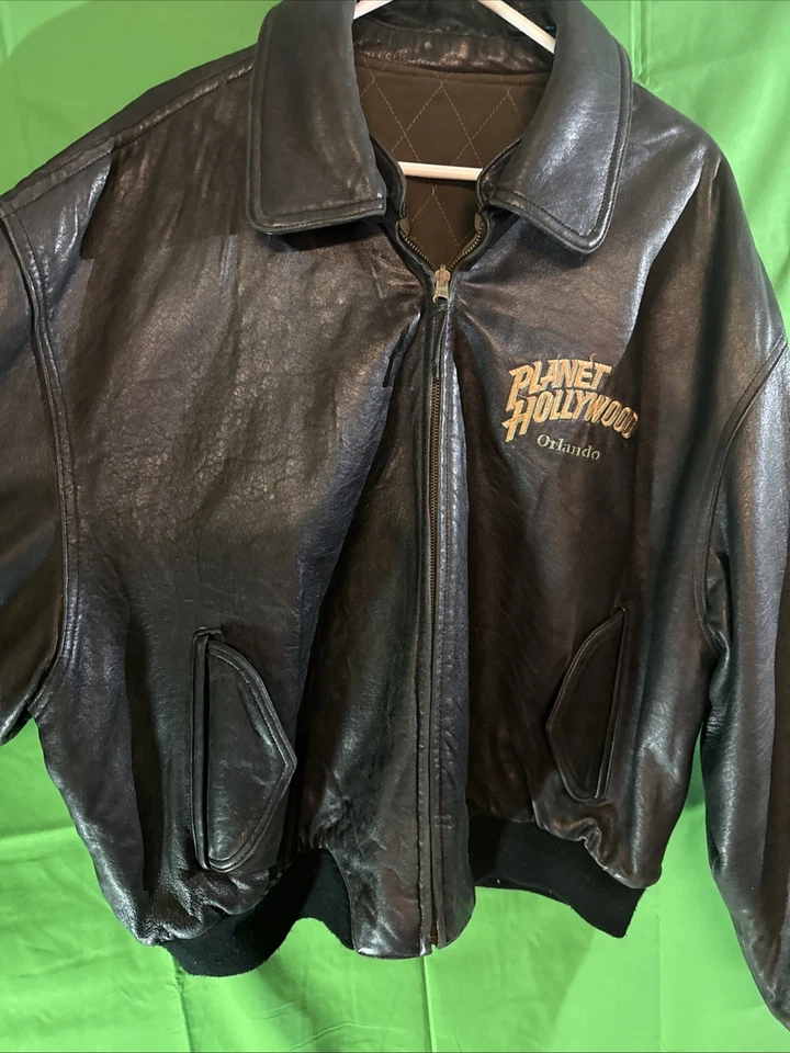 Planet Hollywood "Nueva York" Chaqueta de Cuero Reversible, Cuello Extraíble, XL Foto 2 de 4