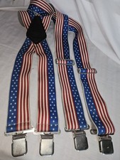 American Flag Red/White/Blue Stars  Stripes Suspenders McGuire Nicholas Wide