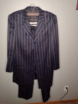 Alberto Celini Mens Pinstripe 3 Pc Suit 42L Jacket Pants 36L Vest A32