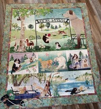 Handmade McKenna Ryan Dog Park Completed Quilt Throw Wall Hanging 71" x 61"