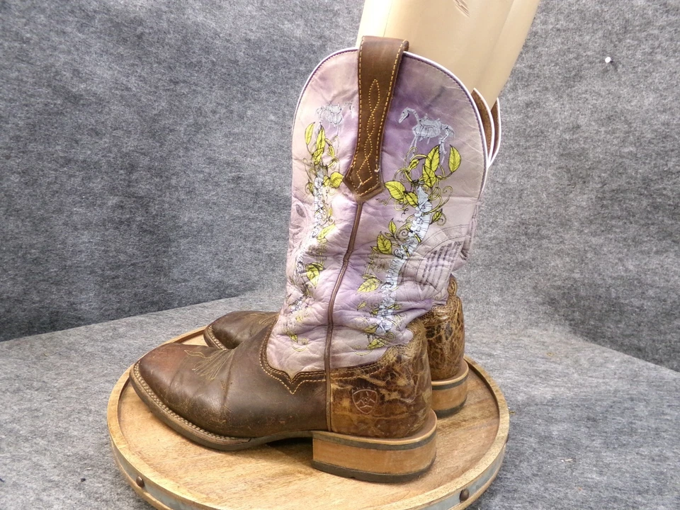 Botas Ariat masculinas Outlaw roxo ocidental floral biqueira quadrada tamanho 10 D 10009584 - Imagem 4 de 4