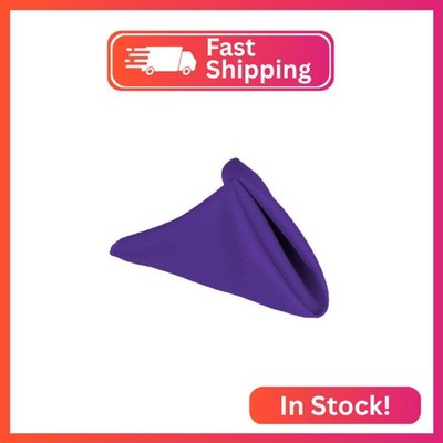 LTC LINENS Purple Cloth Napkins Set of 12-20x20 Inch Dinner Napkins Washable Pol