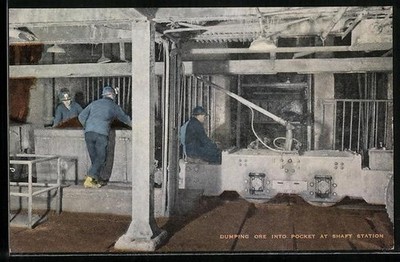 AK Allouez /MI,  MI, Cliff Mine near Phoenix, Copper Mine, Dumping Ore into Pic 