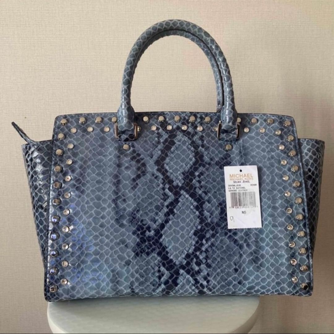 Michael Kors Python Satchel Bag with Studs & Rhin… - image 2