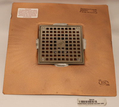 Thunderbird BDSQ2NH - 2in No-Hub Square Top Bowl Deck Drain, 5in x 5in Bronze