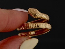18ct Yellow Gold Textured Snake Ring - Size O