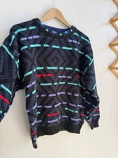 Vintage Saturdays Knit Pullover Sweater Geometric Colorful Men  s Sz M Preppy