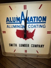 Vintage Dualite Advertising Clock Alumination Smith Lumber Co 16” Works