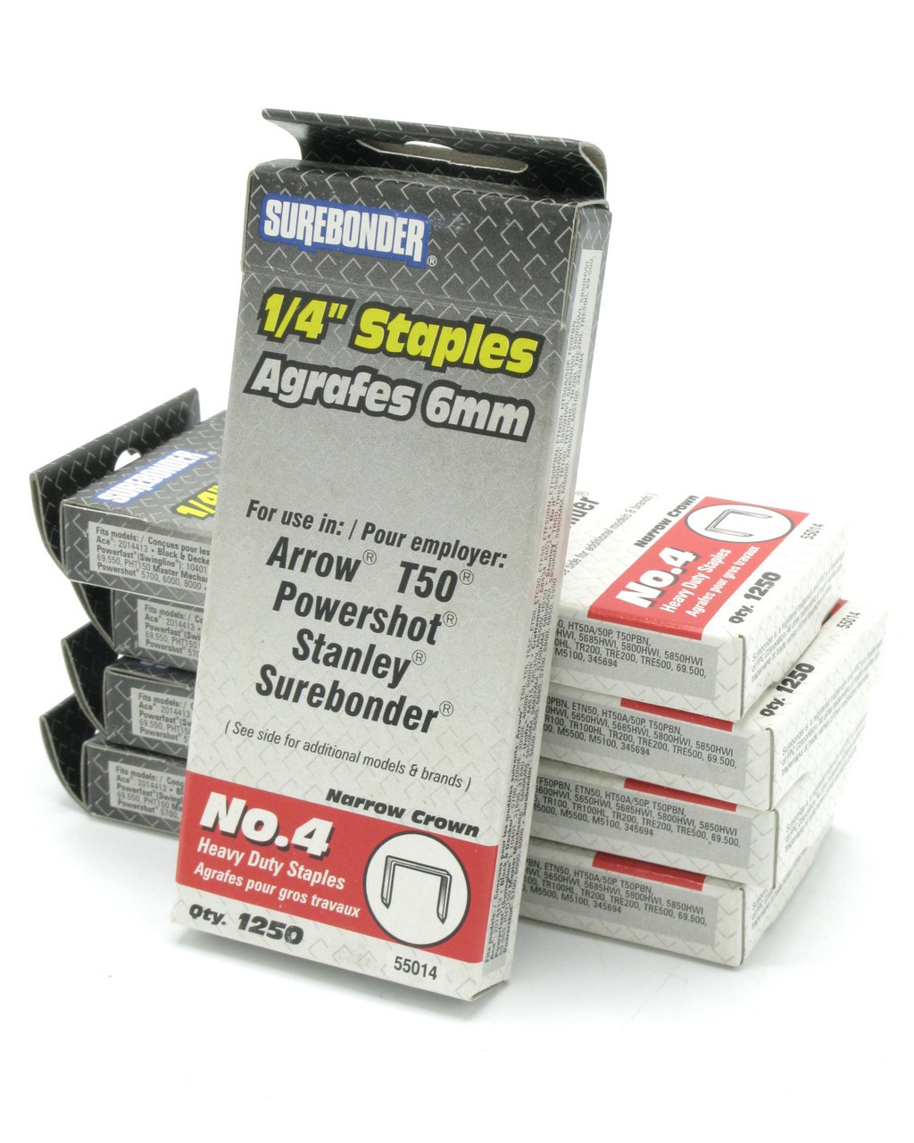 Surebonder 55014 1/4" Heavy Duty Staples No.4, 5x 1250-pack
