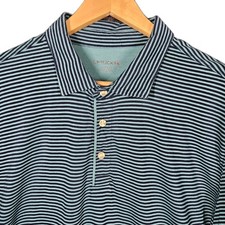 Untuckit Shirt Mens XL Teal Navy Polo Short Sleeve Pima Cotton Casual Golf