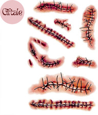 Zombie Scars Tattoos Bloody Scar with Fake Blood Costume Makeup Halloween Decor