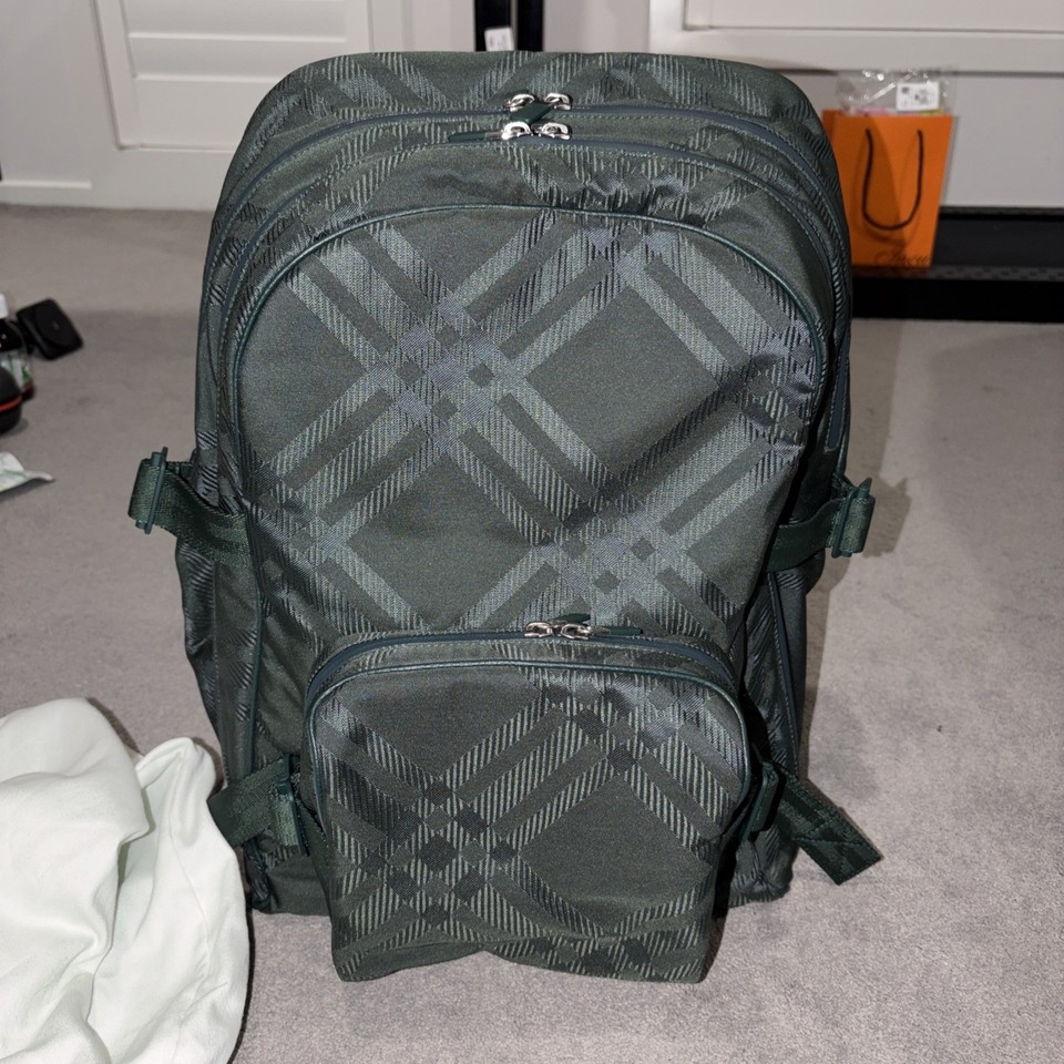 Burberry Nylon Check Jacquard Backpack in Vine BNWDB OS