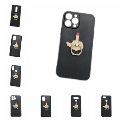 Case For Various Phones 3D Middle Finger Ring Stand Holder Soft TPU Skin Cover