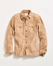 Beige Shirt Leather Jacket for Men Pure Suede Custom Made Size S M L XXL 3XL
