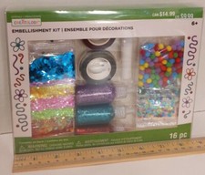 Creatology Embellishment Kit Glitter, Glue, Pom-Poms, Glitter Tape 16 Pieces