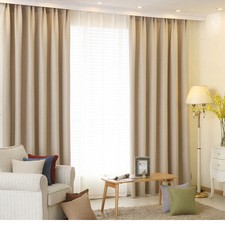 HIGH QUALITY EYELET CURTAIN Thermal Insulated Antique White/ Light Rice Grain