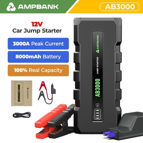 AmpBank 3000Amp USB Car Jump Starter Pack Booster Battery Charger Power
