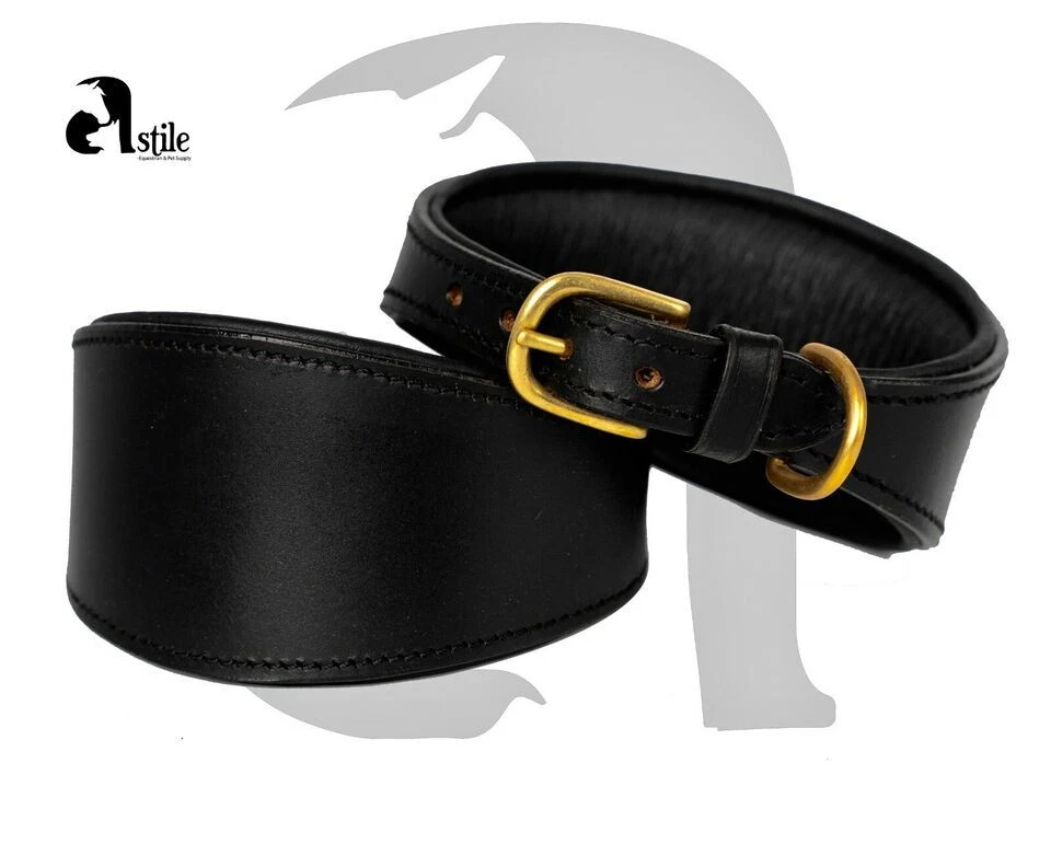 WHIPPET LEATHER DOG COLLAR SOFT LUXURY PADDED AND LINED GREYHOUND LURCHER STRONG - Image 4 of 4