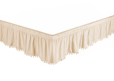 Legacy Decor Bed Skirt Dust Ruffle with Pom-Pom Fringe 100 Brushed Microfiber