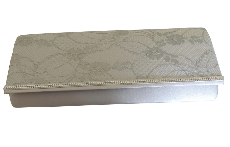 Sac de soirée avec dentelle et rivière de strass argenté - Photo 2/4