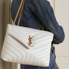 Brand New! Ysl Saint Laurent Loulou Medium Bag In MatelassÉ "y" Blanc Vintage!