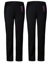 NEW LADIES PACK OF 2 STRAIGHT LEG STRETCH FINE RIBBED TROUSERS BLACK SIZE 8-26 