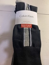 Calvin Klein Mens 4-Pair Combed Cotton Casual Dress Socks Gray / Black