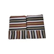2 Flannel Pillowcases Blue, Burgandy, Gold Stripes. 18 X 31 Standard/queen