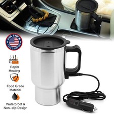 12V Electric Car Heating Cup Kettle Portable Stainless Steel Travel Boiling D2G0