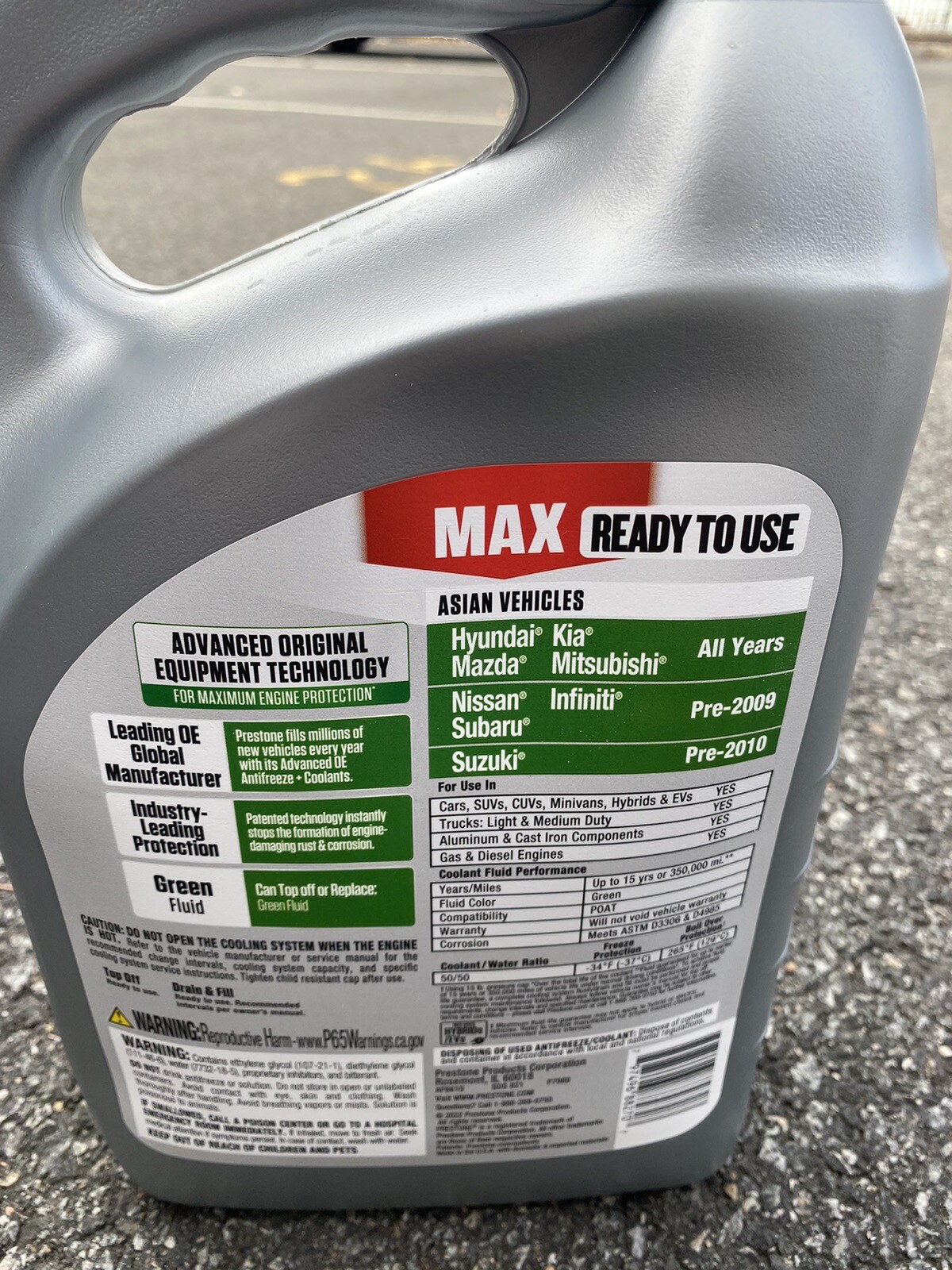 Prestone Max Antifreeze + Coolant 50/50 (Green) Asian Vehicles eBay