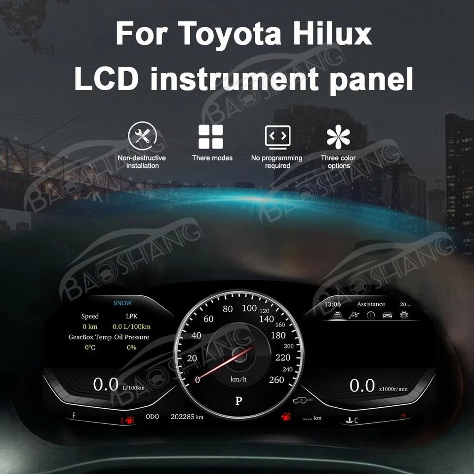 Nuevo velocímetro digital LCD para tablero de instrumentos para Toyota Hilux 2016-2024 Foto 2 de 4