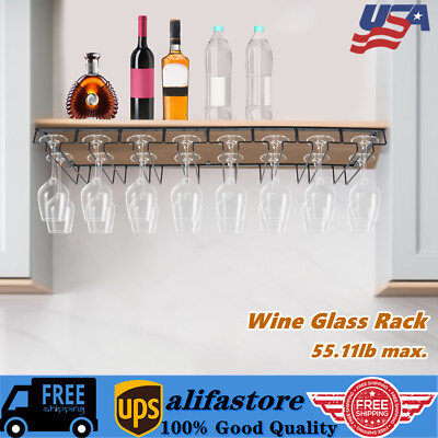 Wine Glass Rack Upside Down Wine Cup Holder Kitchen Bar Goblets Hanging  Shelf | eBay