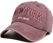 New York Est 1625 Cap Men Women 100% Cotton Baseball Cap Burgundy ILove New York