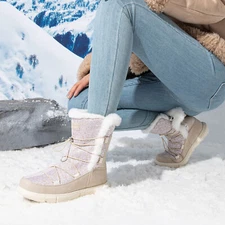 Women's Winter Snow Boots Fur Lining Lace-Up Casual Warm Outdoor Snow Boots