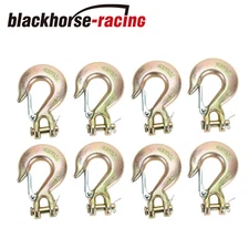 8 Pack G70 3/8" Clevis Slip Hook w/ Latch Trailer Truck Transport Tow Chain Hook