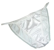 WHITE Shiny SATIN white lace mini TANGA string bikini brief SIZES XS-XXL 