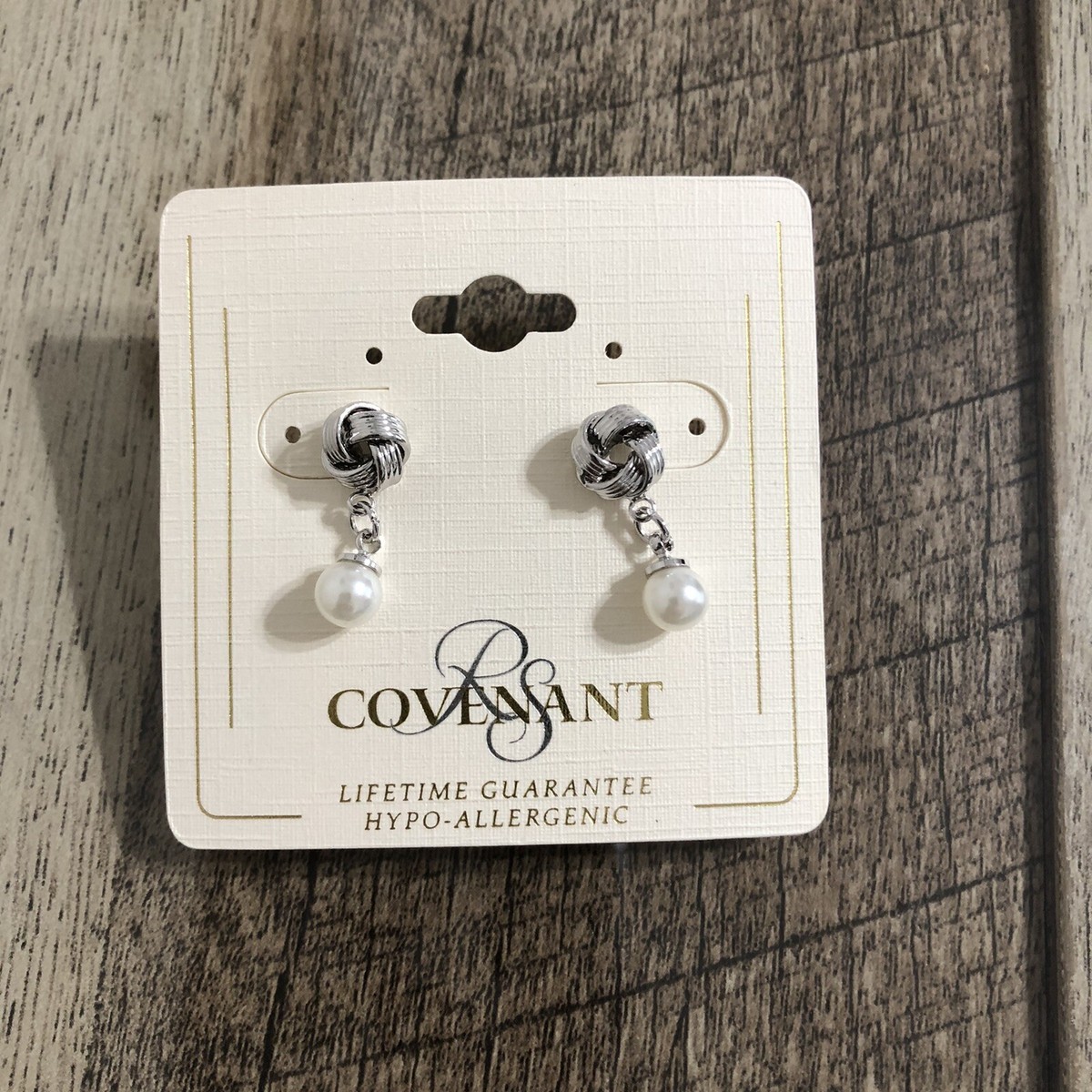 NEW RS Covenant Faux Pearl Drop Dangle Pierced Earrings Hypo