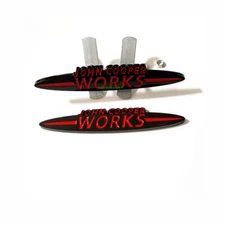 2x Black Red WORKS John Cooper Car Front Grille Emblem JCW Rear Badge For Mini