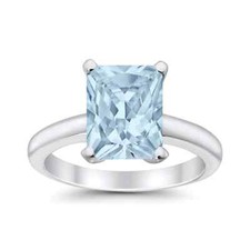 9mm Solitaire Radiant Cut Shape Ring Simulated CZ 925 Sterling Silver