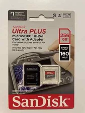 Lot Of 2 SanDisk Ultra Plus MicroSDXC UHS-I Memory Card with Adapter 256GB New
